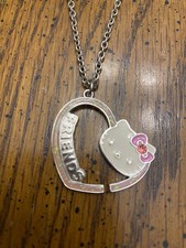 2013 SANRIO HELLO KITTY SILVER TONE NECKLACE 20 1/2  -22 1/2  FRIENDS PINK BOW