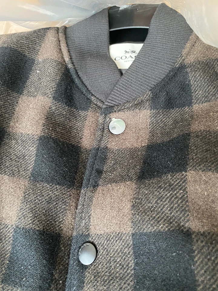Coach Plaid Varsity Wool Hybrid Convertible Vest Puffer Jacket Med - Image 4 of 4