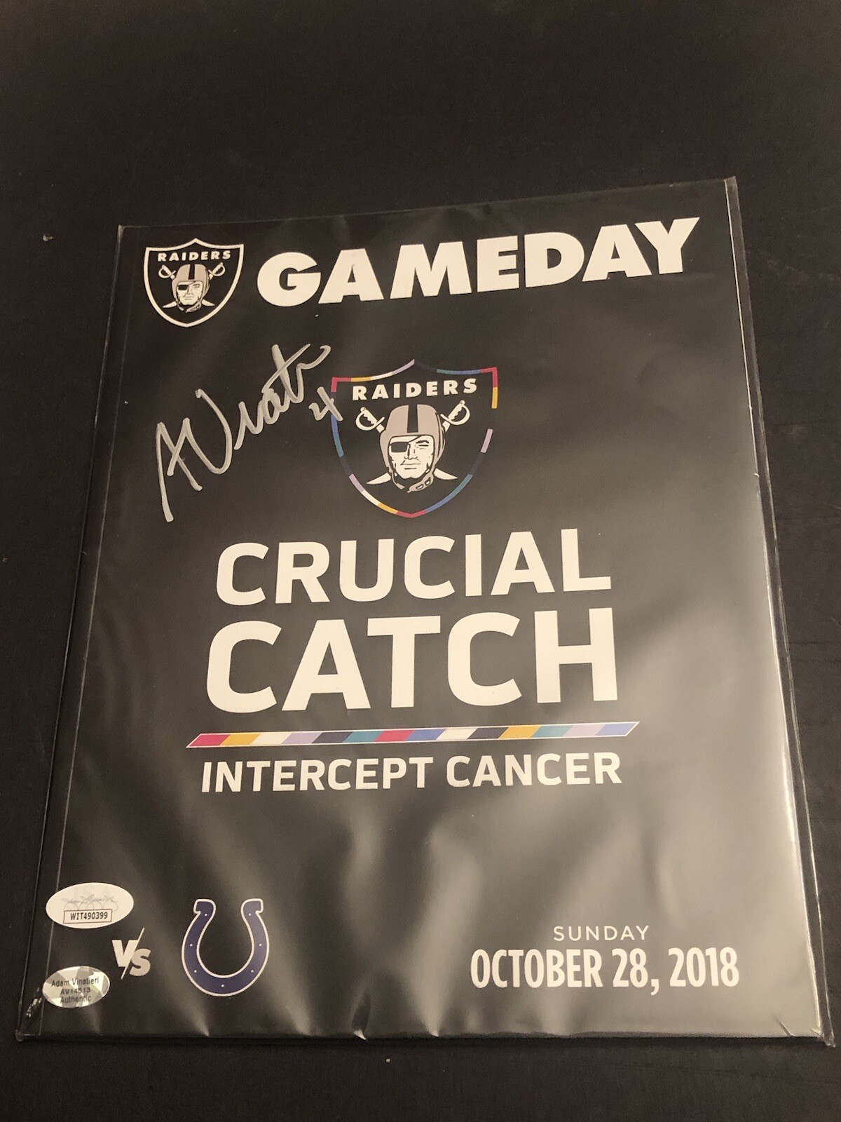 Adam Vinatieri Autographed Signed Indianapolis Colts JSA OAKLAND RAIDERS PROGRAM ALL TIME LEADING SCORER 399 