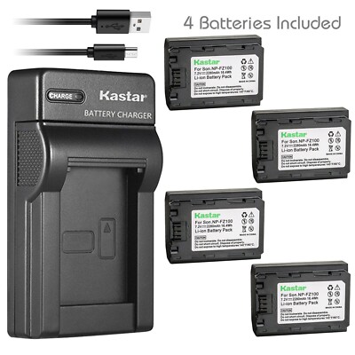 SLIM Charger & 4 battery for Alpha a9 a9 II a9 III a7 III a7 IV a7R III