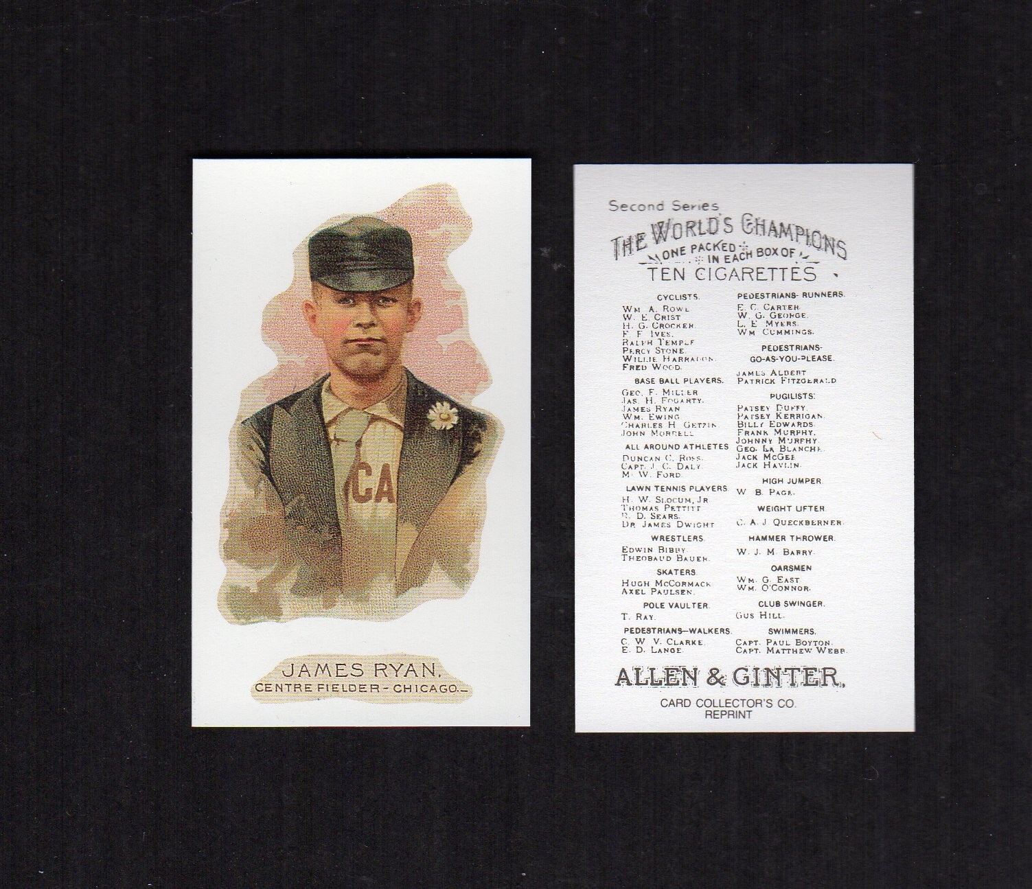 JAMES RYAN, Chicago White Stockings (Cubs) ~ 1888 Allen & Ginter N28 CCC REPRINT