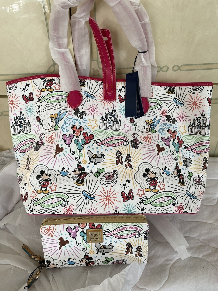 Disney DOONEY & BOURKE 10th Anniversary SKETCH PINK TOTE & Wallet 