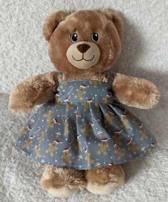 Handgefertigtes graues Weihnachtskleid Lebkuchendruck - 15 Zoll (Build a Bear) Größe.