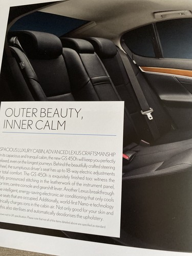 LEXUS GS450h 2011 RANGE CAR BROCHURE GS RANGE EXEC HYBRID SALOON V6 & BATTERY - Picture 5 of 8