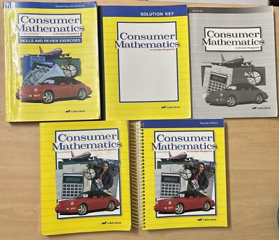 Lot 5 Abeka Consumer Mathematics 2nd Edition Book Teacher Ed Solution Test Keys
