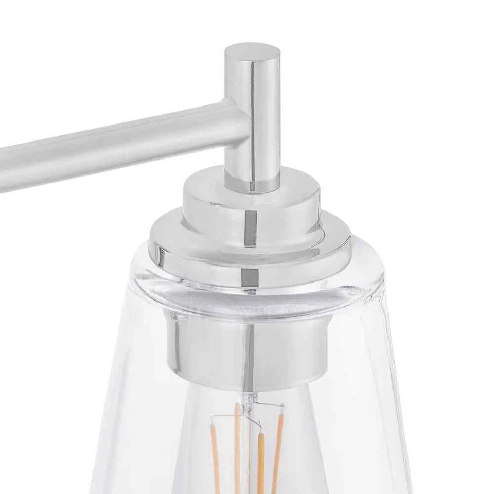 Hampton Bay Wakefield 15 in. 2-Light Chrome Modern Vanity w/Clear Glass Shades - Image 4 of 4