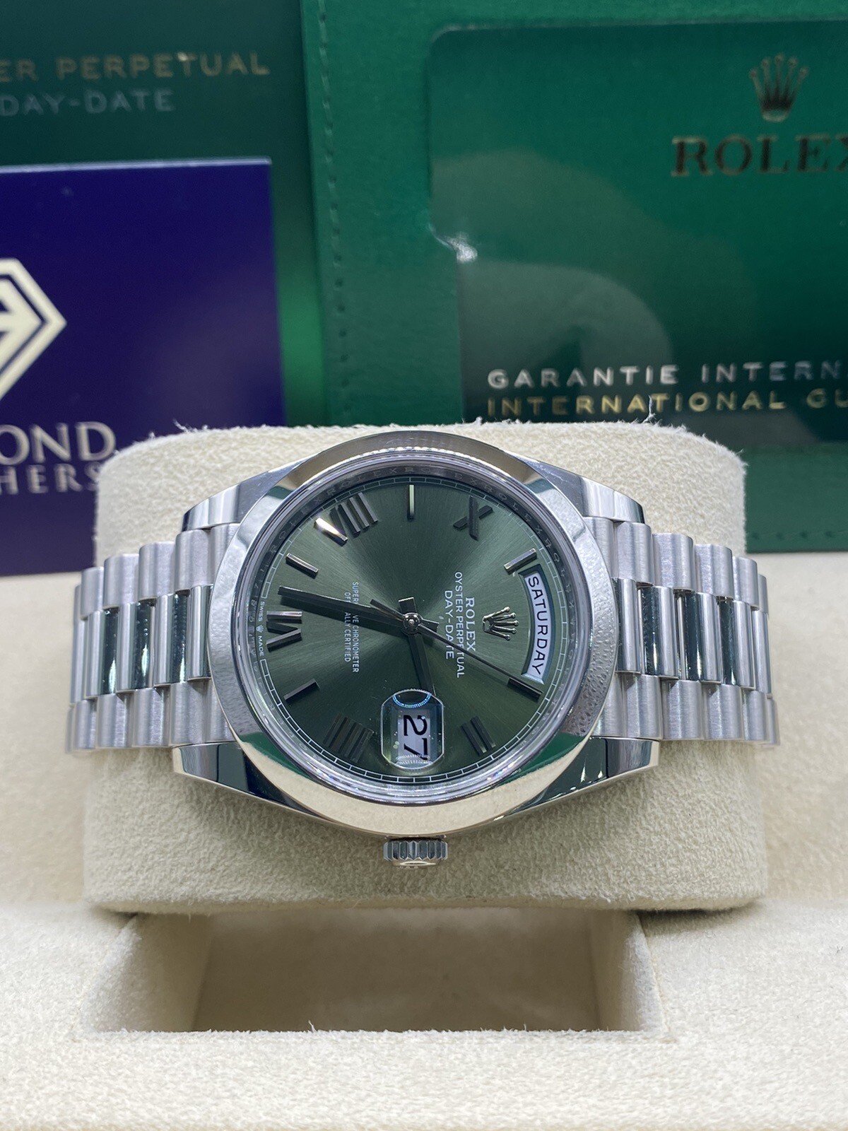 Rolex Daydate 228206 platinum olive 2022 with box and papers image 3
