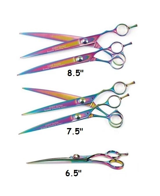 Rainbow Pet Grooming Shears Professional Curved Groomer Scissor Tool Choose Size