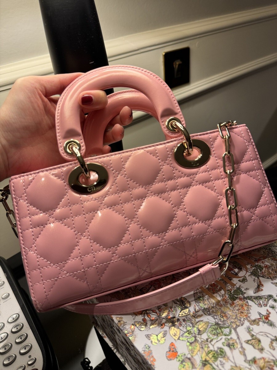 DIOR Small LADY D-JOY Glossy Pink Patent Leather BRAND NEW & 100