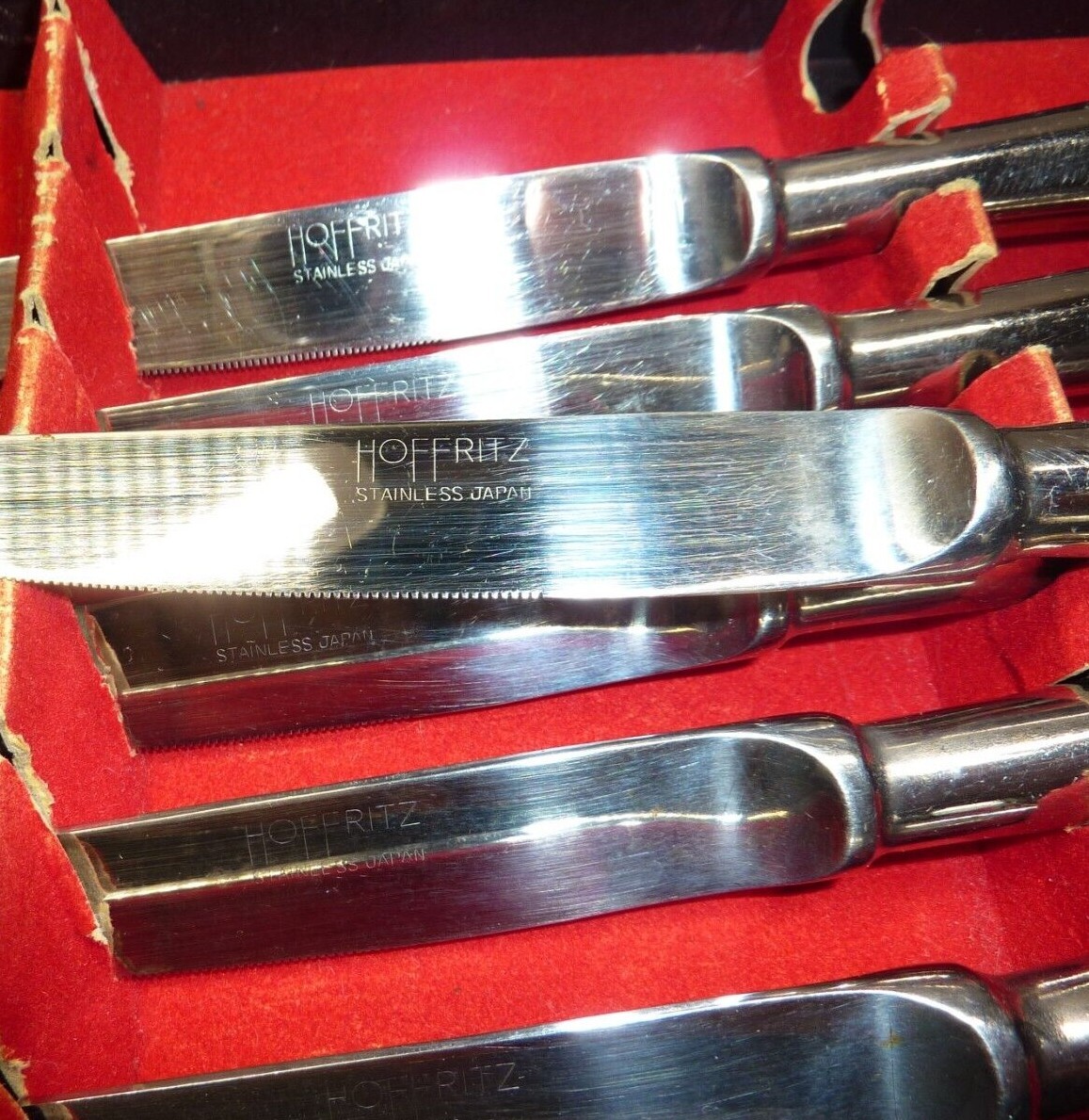 Vintage HOFFRITZ 6 Knife Set 6.75" Solid Stainless Steel Steak Knives