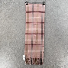 Cejon Scarf  Blush Pink Plaid Made In Italy Fringe Soft Comfort Casual 11"x72"