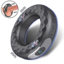 Vibrating-Cock Ring Rechargeable Adjustable Silicone Penis Rings Sex Toy for Men