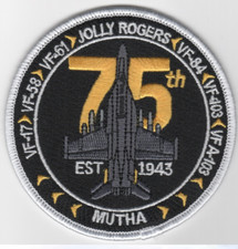 3.5" NAVY MUTHA JOLLY ROGERS VFA-103 75TH ANNIVERSARY BULLET EMBROIDERED PATCH