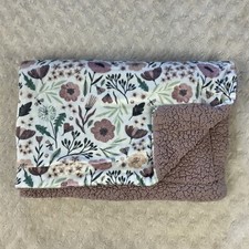 Lila  Jack Purple Floral Baby Blanket Green White Plum Flower Bugs Sherpa Lovey