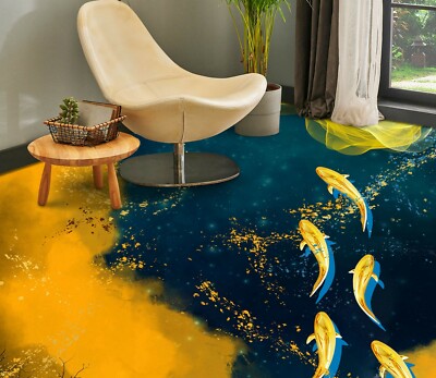3D Golden Fish River 12758NA Floor WallPaper Murals Wall Print Decal Fay