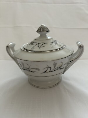 Vintage China Harmony House Platinum Garland Sugar Bowl 