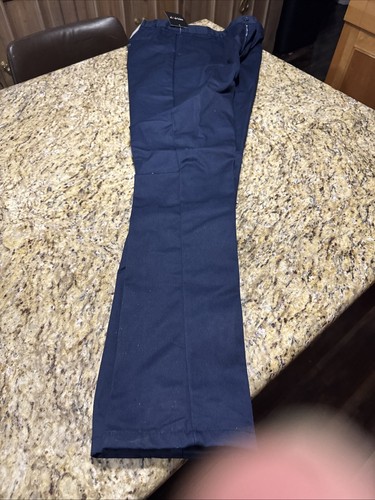 Galaxy by Harvic Straight Leg Pants Men's 32x34 Navy Flat Front 5-Pocket New - Picture 3 of 7