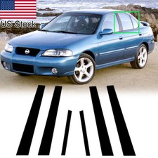 For 2000-05 Nissan Sentra 6pcs Glossy Black Pillar Posts Window Door Cover Trim