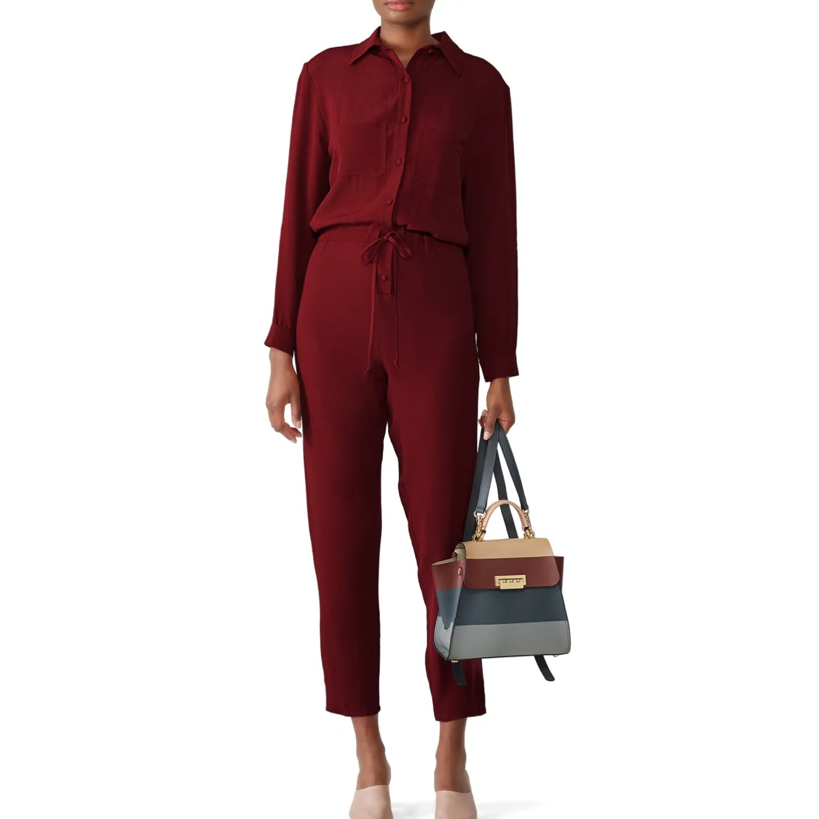 Flynn Skye Havana Button Down Drawstring Crepe Ju… - image 1