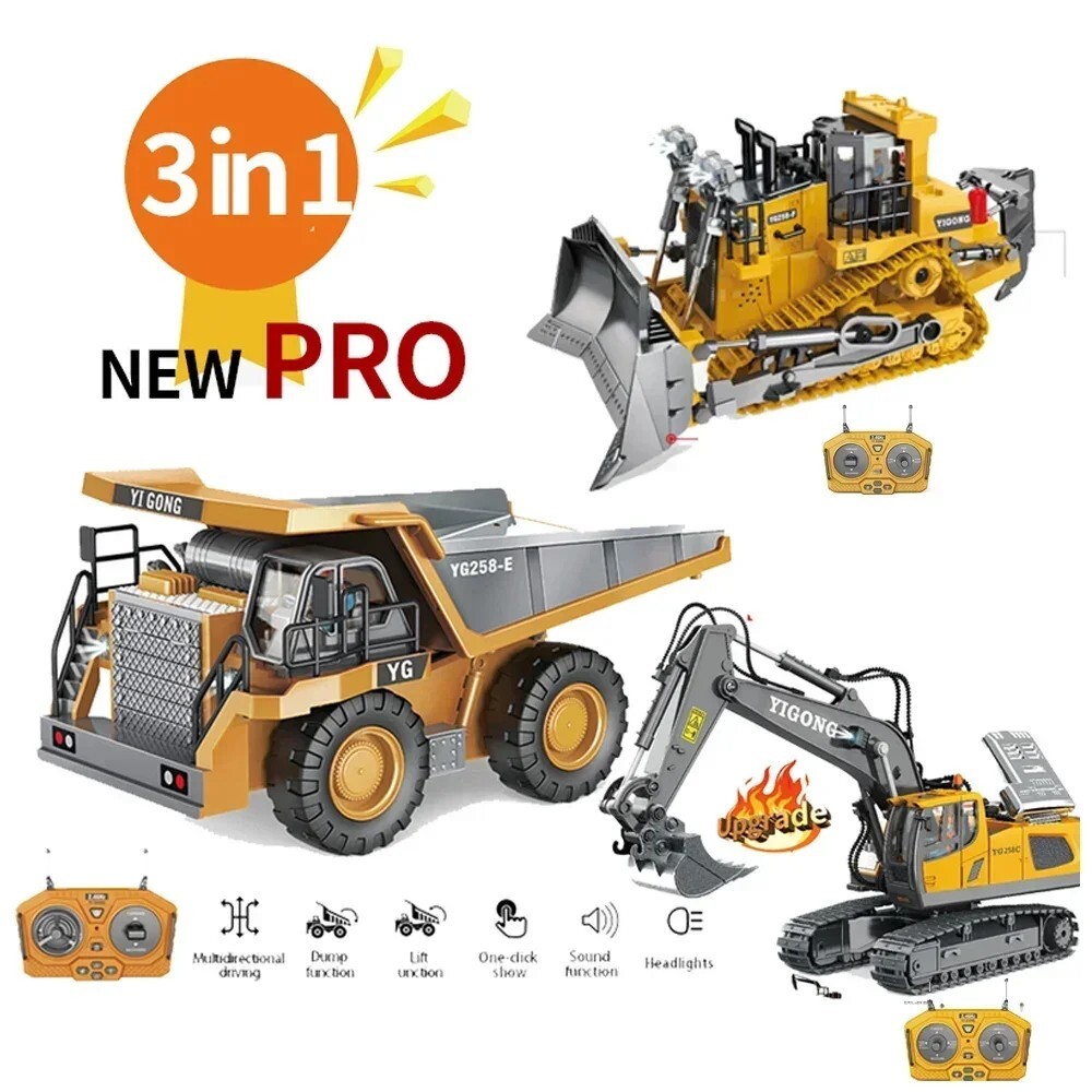 9/11CH RC Excavator Bulldozer Construction Toys Remote