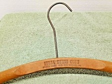 Vtg WOOD COAT CLOTHES HANGER IDEAL DRESS CLUB 1210 DRAKE PARK DES MOINES IOWA