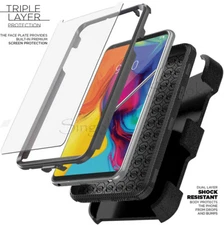 LG Stylo 5 4 3 2 Plus Clip Stand Holster Case Cover w/ BUILT-IN SCREEN PROTECTOR