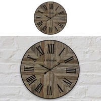 Wanduhr Xl Ø60 Natur Analog Uhr Batterie Vintage Shabby KüChenuhr Wohnzimmeruhr
