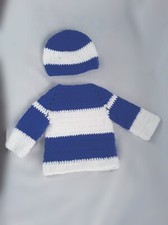 Handmade Baby boy sweater and hat set, crochet baby sweater and beanie