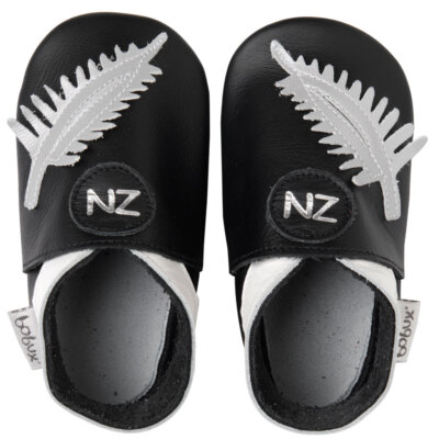 Bobux Softsohle #3840 schwarz/silber NZ Farn Leder Baby Schuhe Gr. L & XL