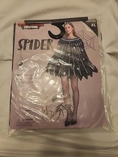 Spooktacular Creations Women Spider Web Dress Poncho Costume and Crown, Black XL