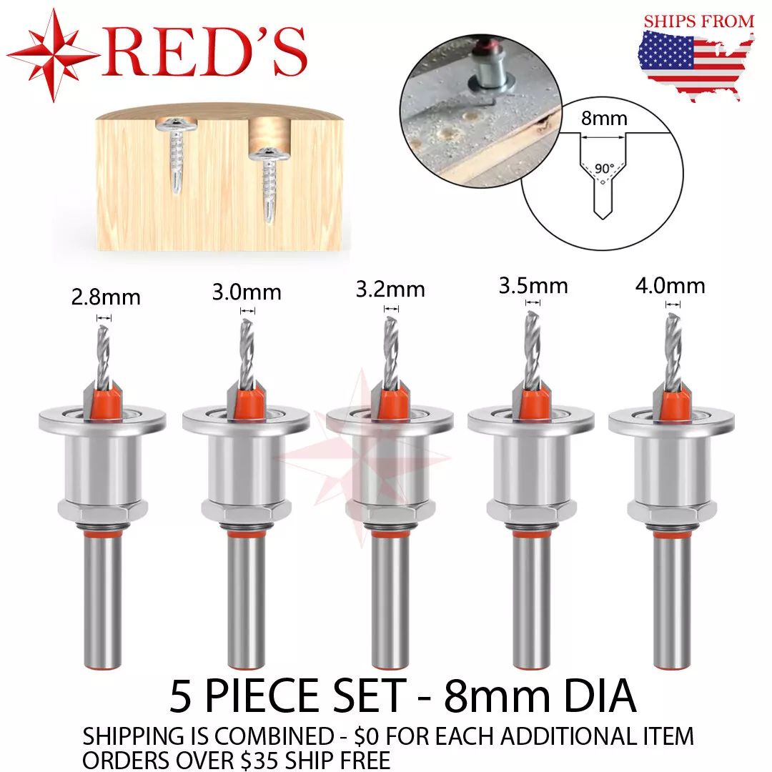 5 PIECE 8mm Adjustable Counterbore Countersink Drills Bits DEPTH