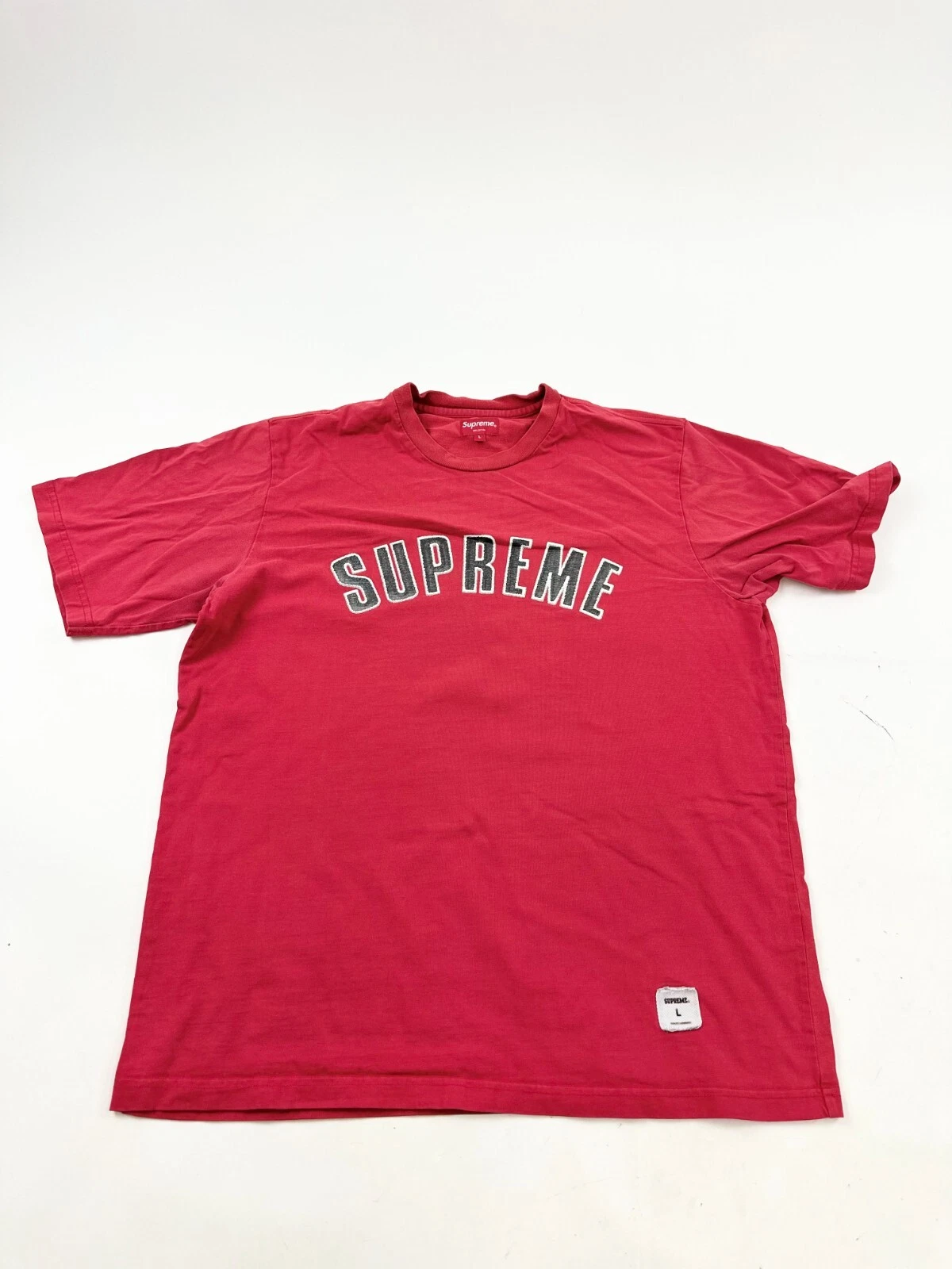 Chemise suprême homme grand rouge imprimé arc manches courtes logo évasé pull tee
