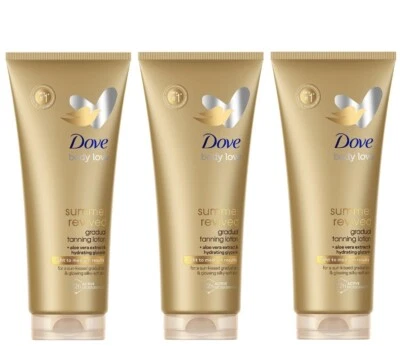 3 Pack Dove Love Summer Revived Gradual Self Tan Body Lotion 200ml Light To Medi
