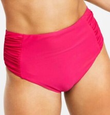 BAR III High Rise Shirred Bikini Bottom Size Medium Ruby Pink Retail 44