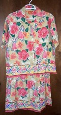 Vintage Heart of Palms Hawaiian Aloha Hula Girl Blouse Skirt Set Size 12