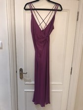 BNWT ZARA SATIN WRAP OVER MIDI CAMI DRESS SZ XS PURPLE 8337/690