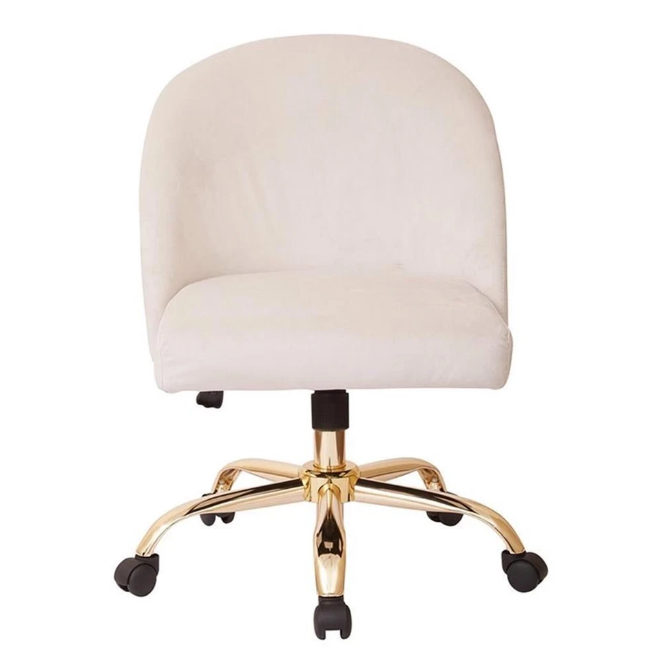 Layton中背办公椅牡蛎米色天鹅绒金色饰面底座 — 第 3/4 张图片