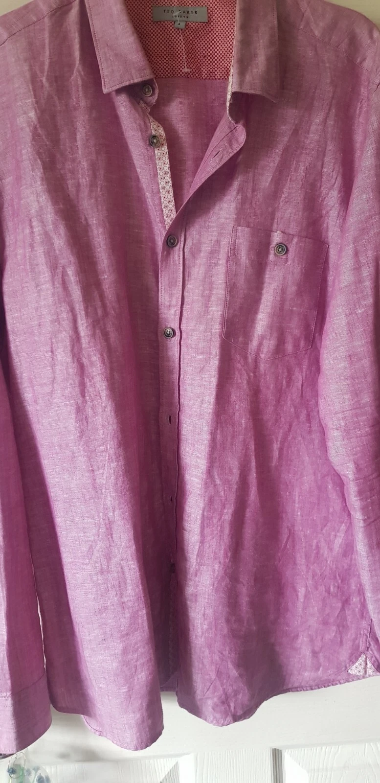 Ted Baker London Shirt Linen Blend Pink Mens Size 5 41 Chest Lo