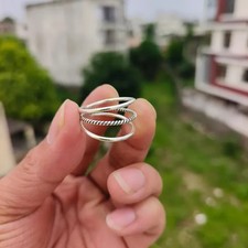 Set of 4 Sterling Silver Stacking Rings, Twisted  Hammered Thin Bands, All size