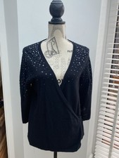 Womens Black Wrap Around Cardigan Top Size 16 John Lewis