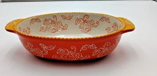 Temp-Tations By Tara, 1 QT Oval Baker Pumpkin Harvest Orange And White