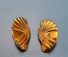 Monet Gold Tone Fan Shaped Pierced Earrings — photo 2