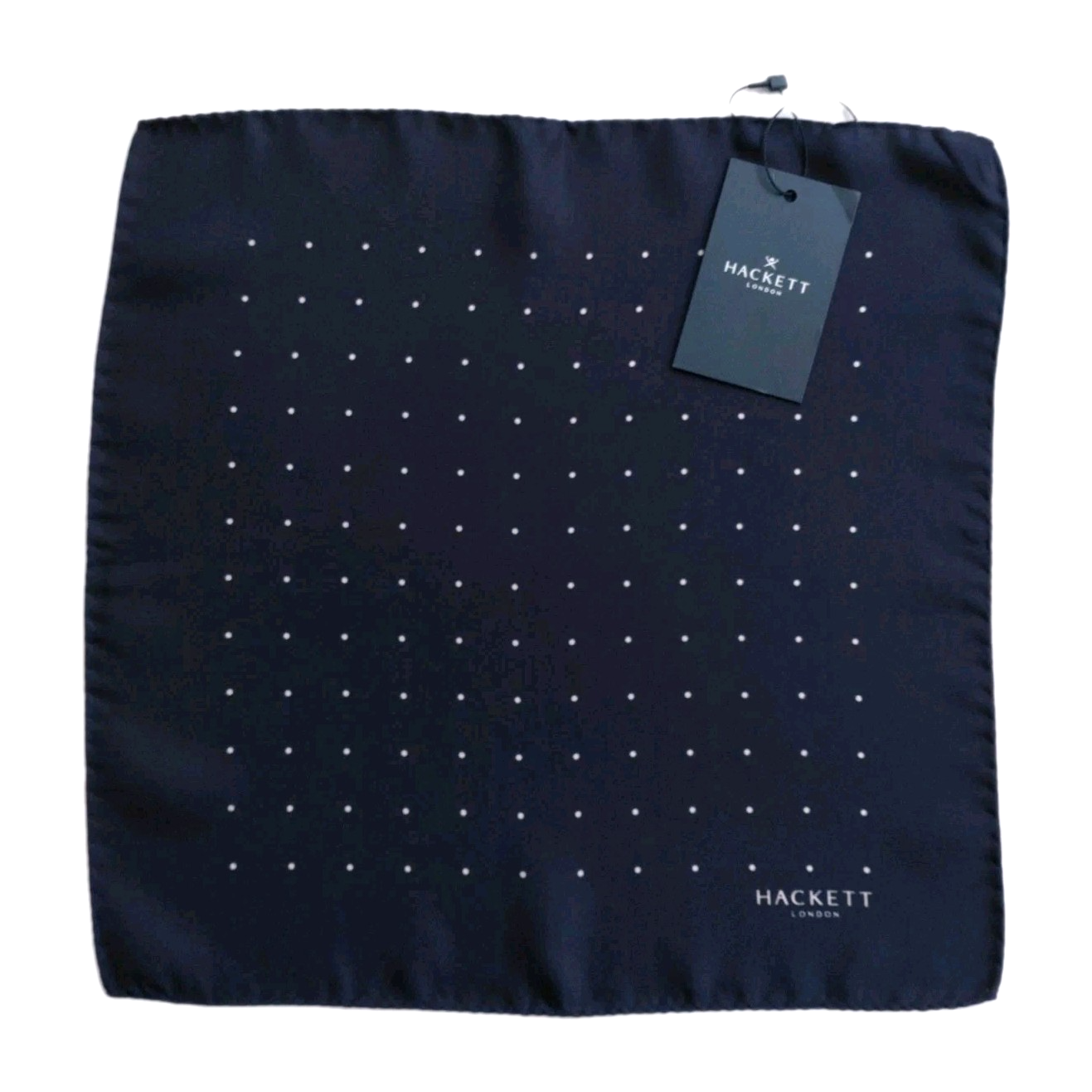 HACKETT * BNWT * NAVY / IVORY DOT SILK MEN'S TOP POCKET SQUARE RRP £45 FREE P+P
