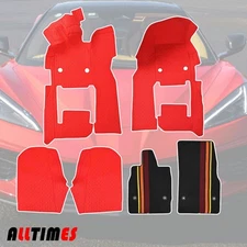 ALLTIMES Mats Red + Black Front Floor Mats For Corvette C8 Stingray 2020-2024 US