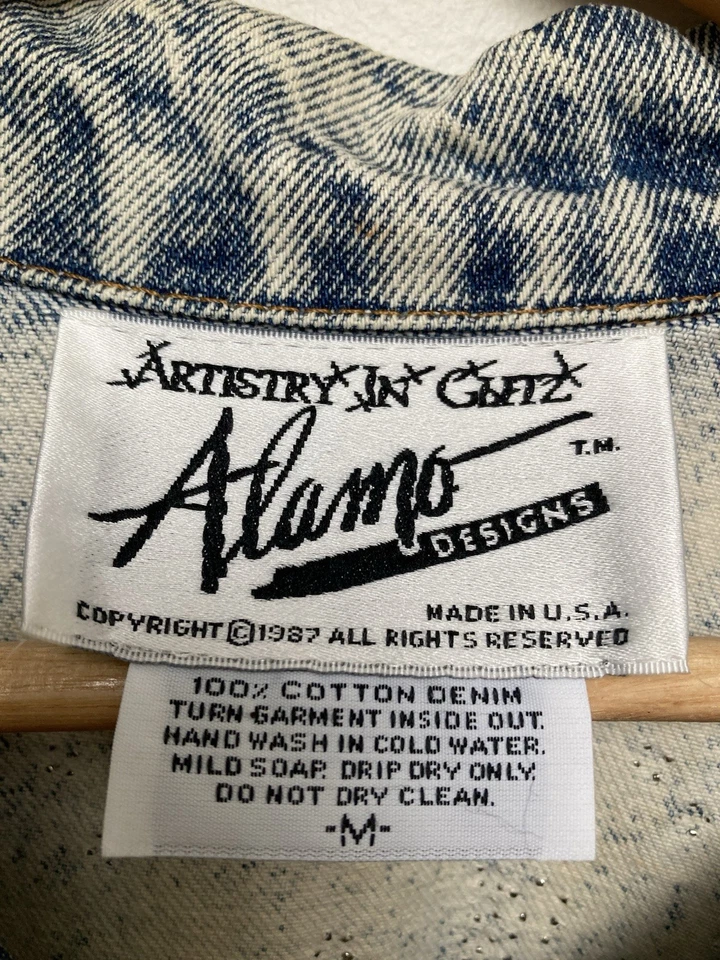Rare Tony Alamo USA Hollywood Vintage 1987 Rhinestone Denim Jacket Size Medium - image 3 of 4