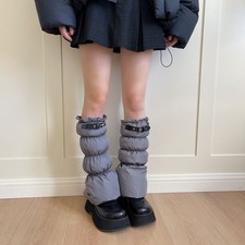 Punk Lady Down Leg Warmer Calf Sock Buckle Winter Boot Cuffs Covers Thicken Cute