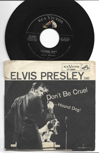 ROCKABILLY 45  w  PICTURE SLEEVE - ELVIS PRESLEY - HOUND DOG - HEAR - 1956 RCA