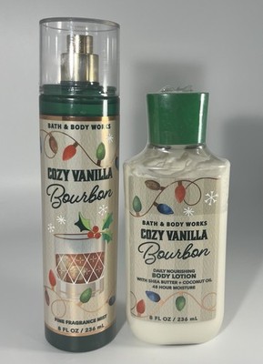 Bath & Body Works COZY VANILLA BOURBON Fine Fragrance Mist & Body Lotion Set NEW