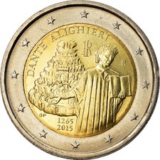 [#757475] Italy, 2 Euro, Dante Alighieri, 2015, MS(63), Bi-Metallic