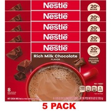Nestle Rich Milk Chocolate Hot Cocoa Mix 8 0.85 oz Packet in Box 5 PACK